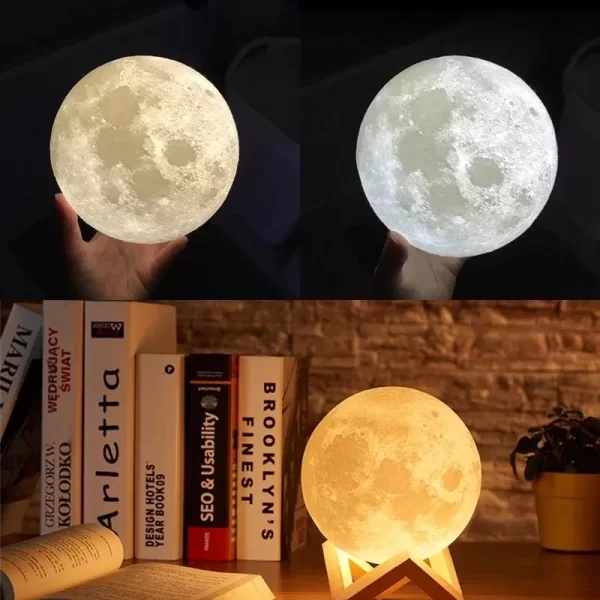 Umidificador Aromatizador e Abajur de Luminária Lua Cheia 3D - Image 5