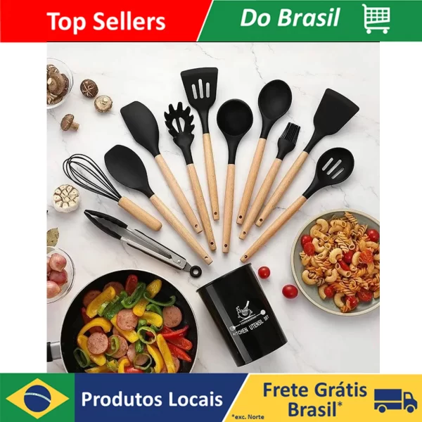 Jogo Kit C/12 Peças Utensílios De Cozinha