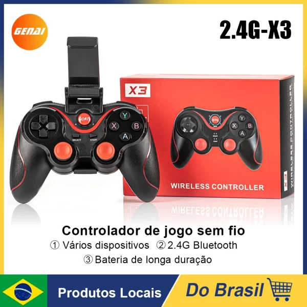 Controle gamer Bluetooth X3